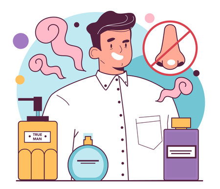 Perfumed body products. Hygiene and fragrance for good body smellのイラスト素材