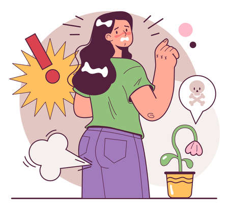 Flatulence, passing gas from the digestive system. Air outlet throughのイラスト素材