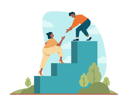 Leadership concept. Manager leading a workteam. Strategy and businessのイラスト素材