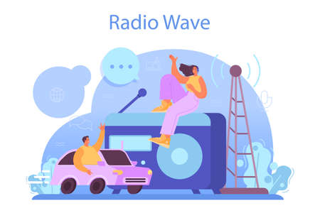 Radio host concept. Idea of music broadcasting in the studioのイラスト素材