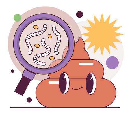 Helminths. Intestin parasitic disease, worms living in human bowelのイラスト素材