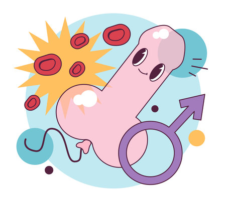 Erection. Erected penis concept. Blood flow to healthy male reproductiveのイラスト素材