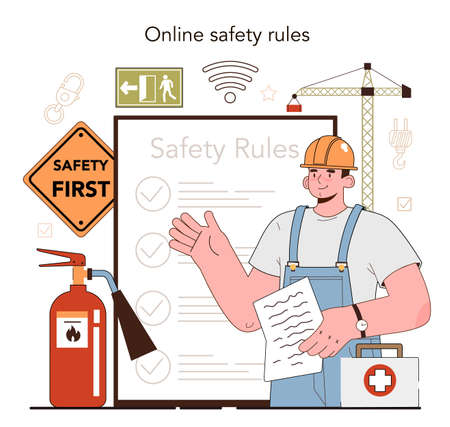 OSHA online service or platform. Occupational safety inspectionのイラスト素材