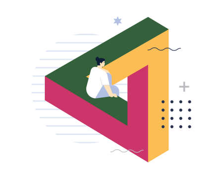 Different vision or opinion concept. Two people point of view or perspectiveのイラスト素材