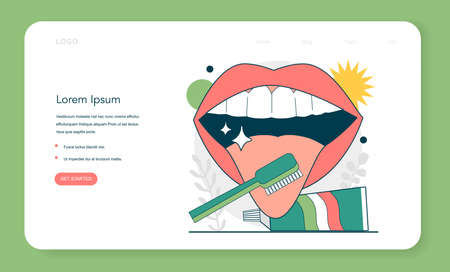 Oral hygiene concept. Dental cleaning tools preventing bad breathのイラスト素材