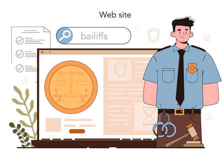 Bailiff concept online service or platform. Court officer confiscatingのイラスト素材