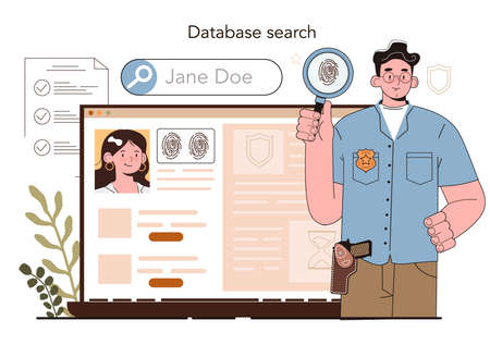 Prosecutor online service or platform. Court attorney processingのイラスト素材