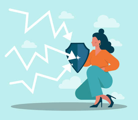 Difficulty concept. Character dealing with obstacles and challenges.のイラスト素材