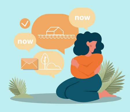 Procrastination concept. Lazy character laying or sleepingのイラスト素材