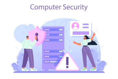 Cyber or web security specialist. Digital data and database safety.のイラスト素材