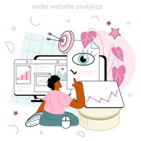 Website analyst online service or platform. Web page analysisのイラスト素材