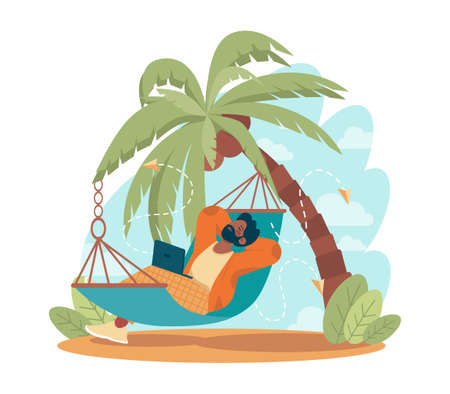 Outsourcing concept. Telework and project delegation, employeeのイラスト素材