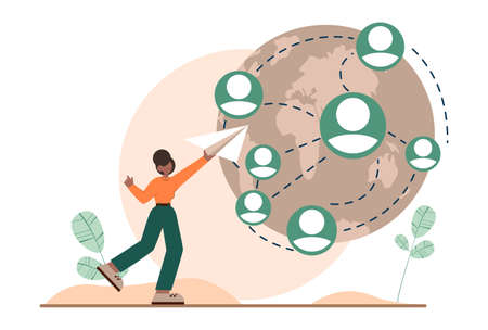 Networking concept set. People collaboration, global connectionのイラスト素材