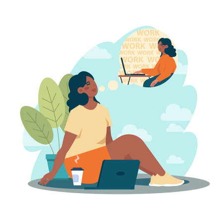 Outsourcing concept. Telework and project delegation, employeeのイラスト素材