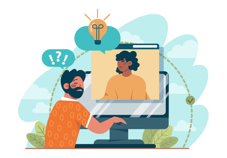 Support concept. Character help each other in solving problems.のイラスト素材