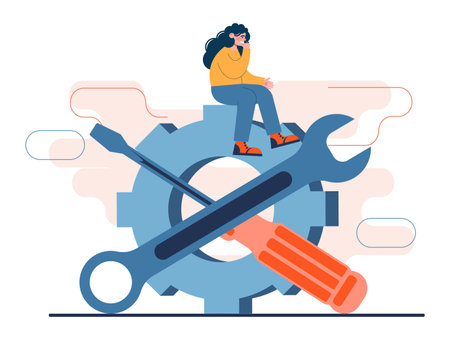 Setting and optimization concept. Idea of improvement, change or repair.のイラスト素材