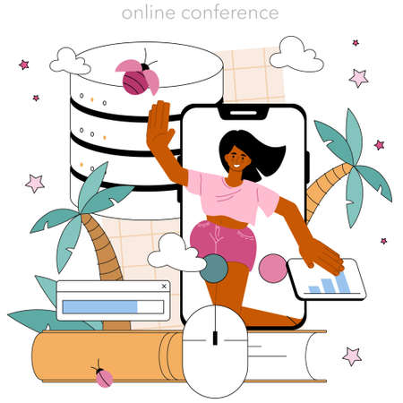 Big data analytics online service or platform. Big data specialistのイラスト素材