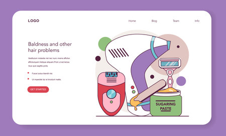 Depilation and epilation web banner or landing page. Hair removal methodsのイラスト素材