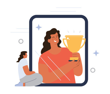 Motivation concept. Motivated person setting and achievingのイラスト素材