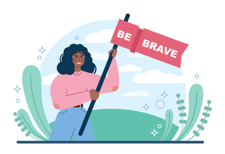 Bravery concept. Challenge overcoming, taking a risk to achieveのイラスト素材