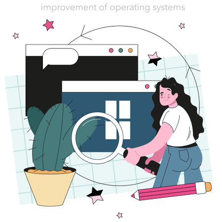 Programming concept. Idea of coding, testing and writing programsのイラスト素材