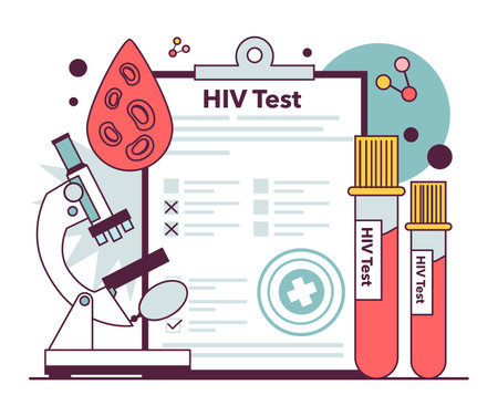 HIV test. Laboratory tube with blood. AiDs, immunodeficiencyのイラスト素材