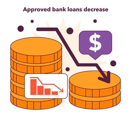 Approved bank loan decrease as a recession indicator. Rejected creditのイラスト素材