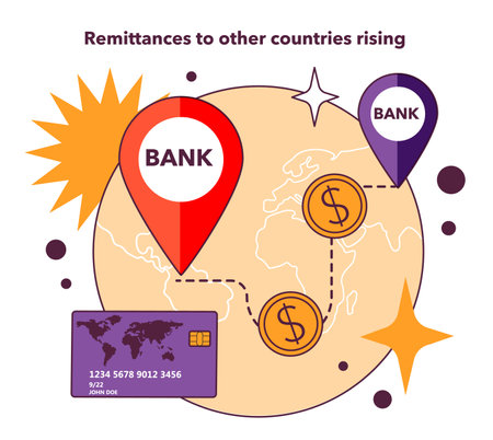 Remittances to other countries rising as a recession indicator.のイラスト素材