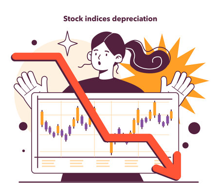 Stock indices depreciation as a recession indicator. Downward currencyのイラスト素材
