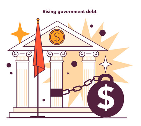 Rising government debt as a recession indicator. National debt,のイラスト素材