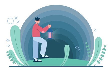 Bravery concept. Challenge overcoming, taking a risk to achieveのイラスト素材