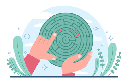 Labyrinth concept. Hard choice or confusion idea. Difficult decision-making,のイラスト素材