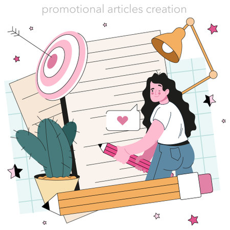 Copywriter concept. Writing texts and articles for business promotionのイラスト素材