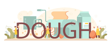 Dough typographic header. Pasta maker cooking italian traditionalのイラスト素材