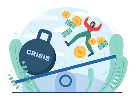 Economic crisis concept. Economical activity or output recessionのイラスト素材