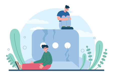 Misunderstanding concept. Social controversy or disagreement. Troubledのイラスト素材