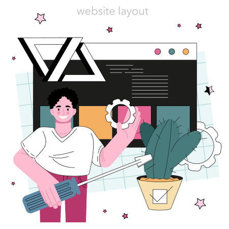 Website programming. Content management system. Creation and modificationのイラスト素材