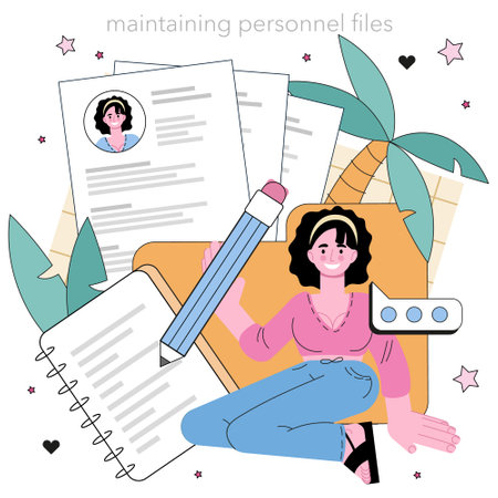 HR manager concept. Idea of recruitment and employee effectivenessのイラスト素材