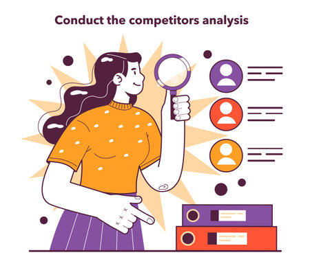 Conduct the competitors analysis. Effective market research in conditionsのイラスト素材