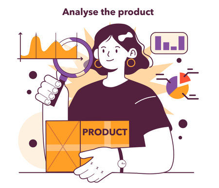 Analyse your product. Effective product research and tests in conditionsのイラスト素材