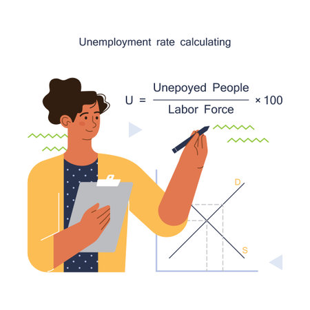 Unemployment rate calculating. Social problem of occupancyのイラスト素材