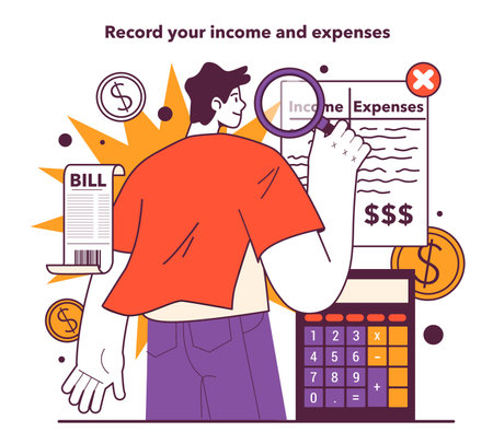 How to get through a recession. Income and expenses recordのイラスト素材