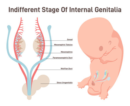 Human reproductive system development. Embryonic growth, indifferentのイラスト素材