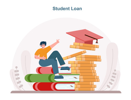 Student loan type. Bank-offered financing of studying. Loan application,のイラスト素材