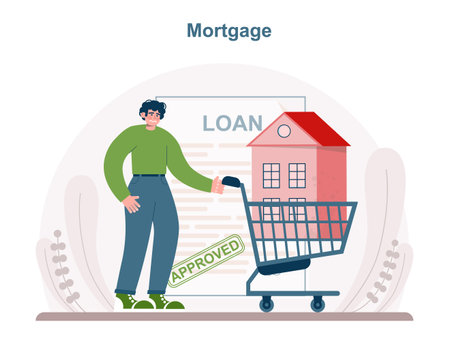 Mortgage loan type. Bank-offered financing of new estate buying.のイラスト素材