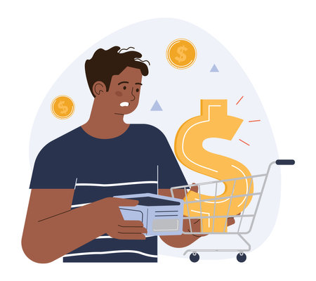 Growing up cost of living. Grocery price rising up. Utility bills, gasのイラスト素材