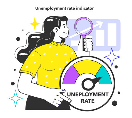 Unemployment rate indicator. Economy theory, percentage of the labor forceのイラスト素材