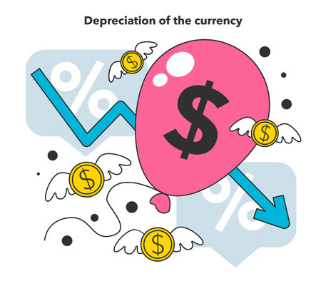 Depreciation of the currency as a financial inflation factor. General increaseのイラスト素材