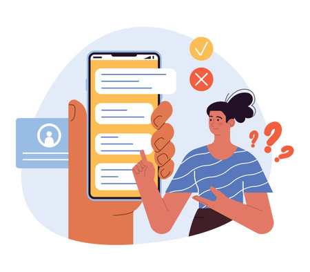 Opinion poll concept. Phone call and online survey. Assessmentのイラスト素材