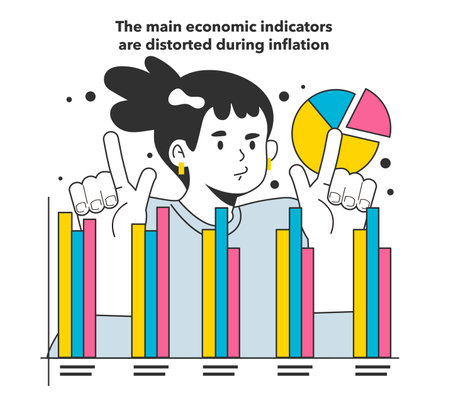 The main economic indicators are distorted during inflation. Economicsのイラスト素材